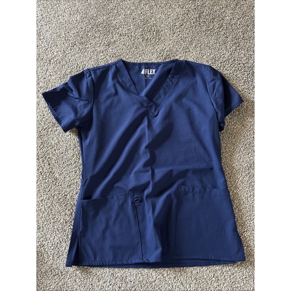 Flex Tops - 4Flex Womans V Neck Color Blue Scrubs Top Size Medium Cozy‎ Comfort Casual